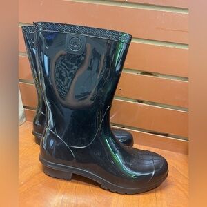 UGG Shiny Black Rain Boots